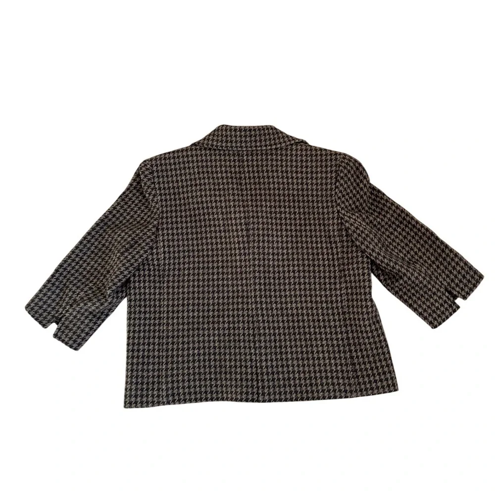 Ralph Lauren Wool blend houndstooth brown 3 button blazer professional office 16